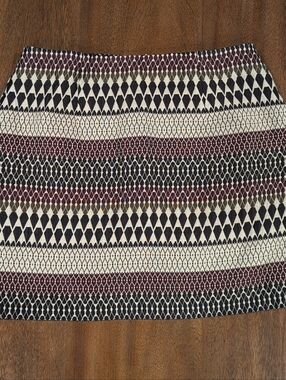 Ted Baker Dark Blue Purple Pencil Straight Batik Print Zip Up Short Skirt Size 4